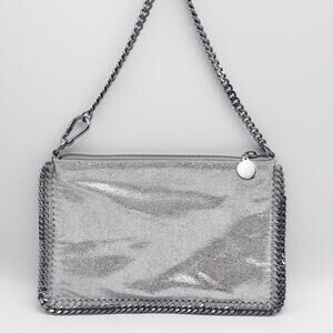 Stella McCartney Falabella Silver Faux Leather Chain Pochette Shoulder Bag